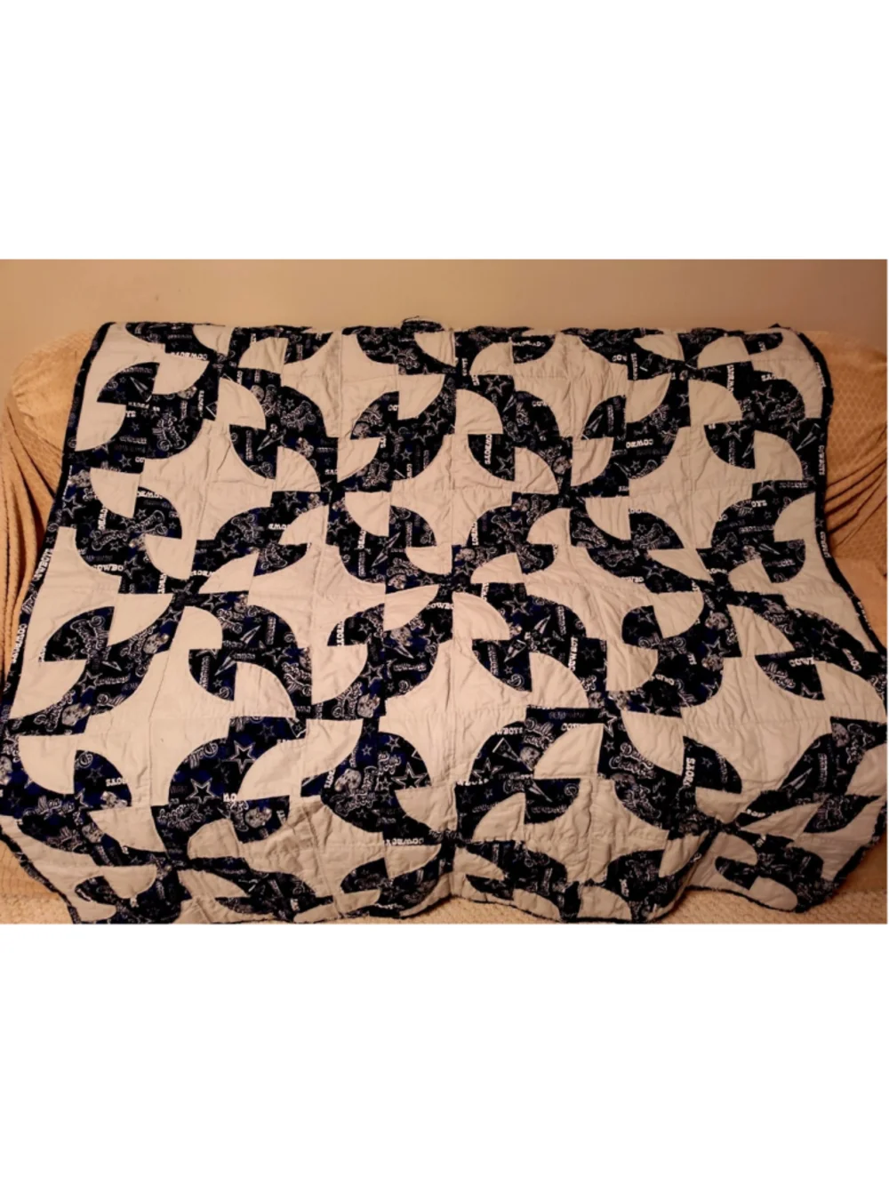 Hand Crafted Hand Stitched Dallas Cowboys Quilt 60in x 60in